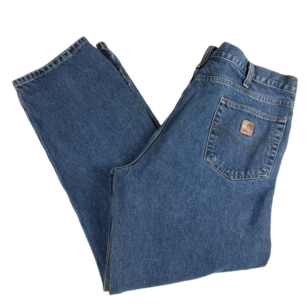 Carhartt Jeans Mens 40x32 Blue Denim Relaxed Straight Fit Work Pants Mexico